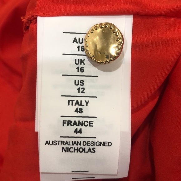 NEW NICHOLAS Gathered Party Dress Size US 12 Scarlett Red Ruched Long Sleeve - Picture 7 of 10